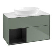 V&B Waschtischunterschrank Wandbeleuchtung Finion 100, Pl wh. m, Reg bla m Lac, Oli. m Lac