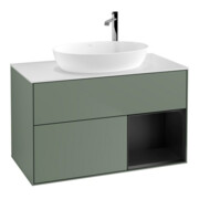 V&B Waschtischunterschrank Wandbeleuchtung Finion 100, Pl wh. m, Reg bla m Lac, Oli. m Lac