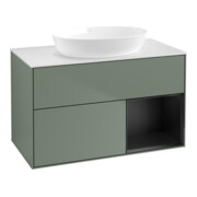 V&B Waschtischunterschrank Wandbeleuchtung Finion 100, Pl wh. m, Reg bla m Lac, Oli. m Lac