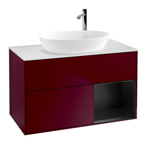 V&B Waschtischunterschrank Wandbeleuchtung Finion 100, Pl wh. m, Reg bla m Lac, Peo m
