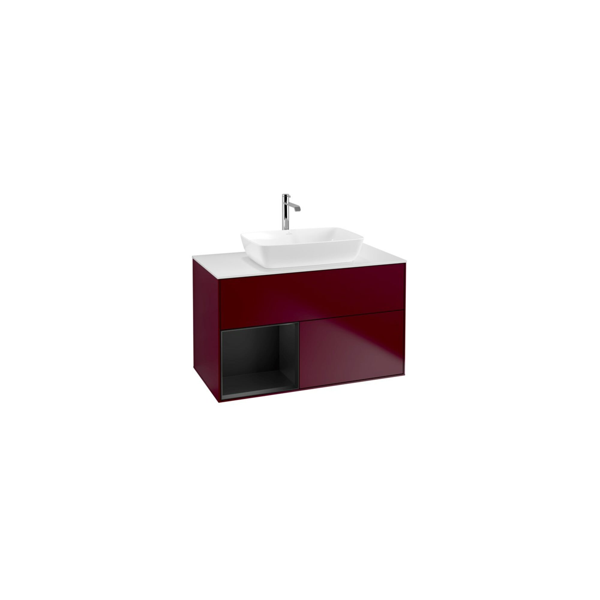 V&B Waschtischunterschrank Wandbeleuchtung Finion 100, Pl wh. m, Reg bla m Lac, Peo m ; Villeroy & Boch