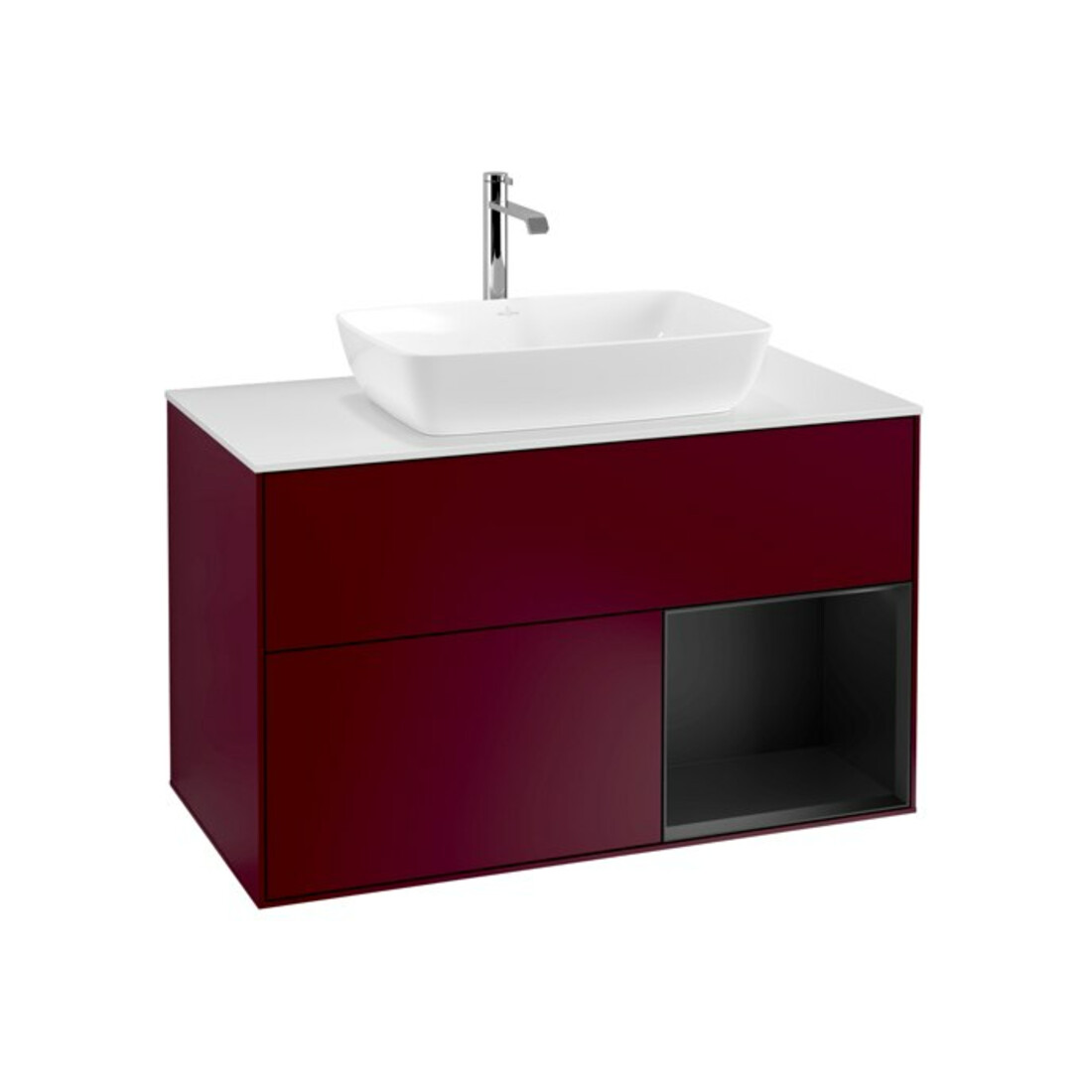 V&B Waschtischunterschrank Wandbeleuchtung Finion 100, Pl wh. m, Reg bla m Lac, Peo m