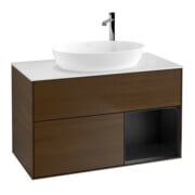 V&B Waschtischunterschrank Wandbeleuchtung Finion 100, Pl wh. m, Reg bla m Lac, wal ven