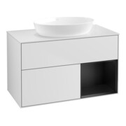 V&B Waschtischunterschrank Wandbeleuchtung Finion 100, Pl wh. m, Reg bla m Lac, wh. m Lac
