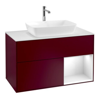 V&B Waschtischunterschrank Wandbeleuchtung Finion 100, Pl wh. m, Reg glo wh. Lac, Peo m