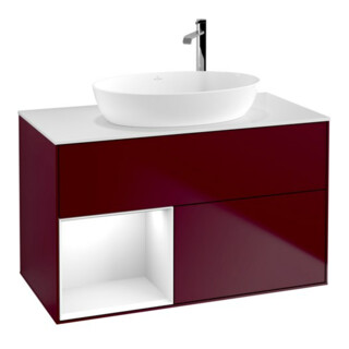 V&B Waschtischunterschrank Wandbeleuchtung Finion 100, Pl wh. m, Reg glo wh. Lac, Peo m