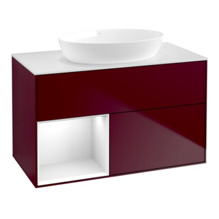 V&B Waschtischunterschrank Wandbeleuchtung Finion 100, Pl wh. m, Reg glo wh. Lac, Peo m