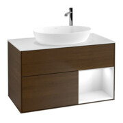 V&B Waschtischunterschrank Wandbeleuchtung Finion 100, Pl wh. m, Reg glo wh. Lac, wal ven