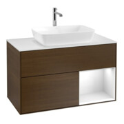 V&B Waschtischunterschrank Wandbeleuchtung Finion 100, Pl wh. m, Reg glo wh. Lac, wal ven