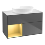 V&B Waschtischunterschrank Wandbeleuchtung Finion 100, Pl wh. m, Reg gol m Lac, Anthrac. m