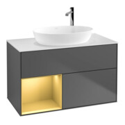 V&B Waschtischunterschrank Wandbeleuchtung Finion 100, Pl wh. m, Reg gol m Lac, Anthrac. m