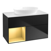 V&B Waschtischunterschrank Wandbeleuchtung Finion 100, Pl wh. m, Reg gol m Lac, bla m Lac