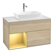 V&B Waschtischunterschrank Wandbeleuchtung Finion 100, Pl wh. m, Reg gol m Lac, Oa ven