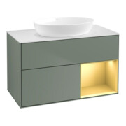 V&B Waschtischunterschrank Wandbeleuchtung Finion 100, Pl wh. m, Reg gol m Lac, Oli. m Lac