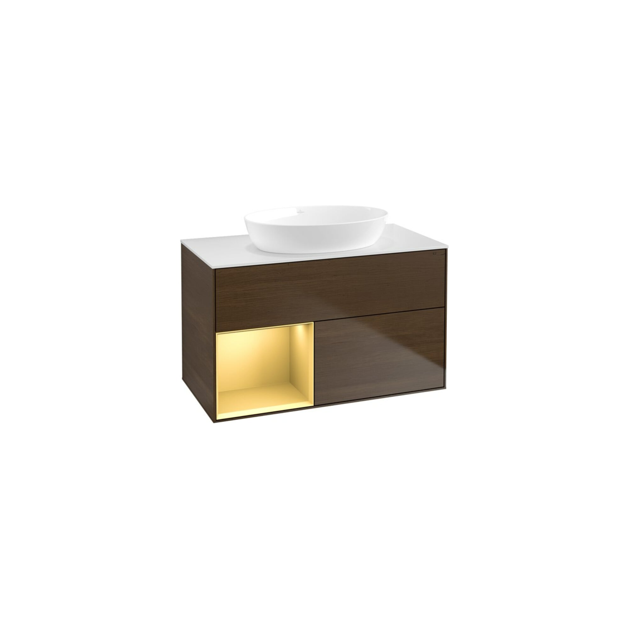 V&B Waschtischunterschrank Wandbeleuchtung Finion 100, Pl wh. m, Reg gol m Lac, wal ven ; Villeroy & Boch