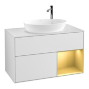 V&B Waschtischunterschrank Wandbeleuchtung Finion 100, Pl wh. m, Reg gol m Lac, wh. m Lac