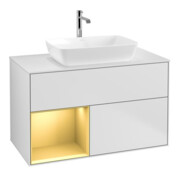 V&B Waschtischunterschrank Wandbeleuchtung Finion 100, Pl wh. m, Reg gol m Lac, wh. m Lac