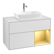V&B Waschtischunterschrank Wandbeleuchtung Finion 100, Pl wh. m, Reg gol m Lac, wh. m Lac