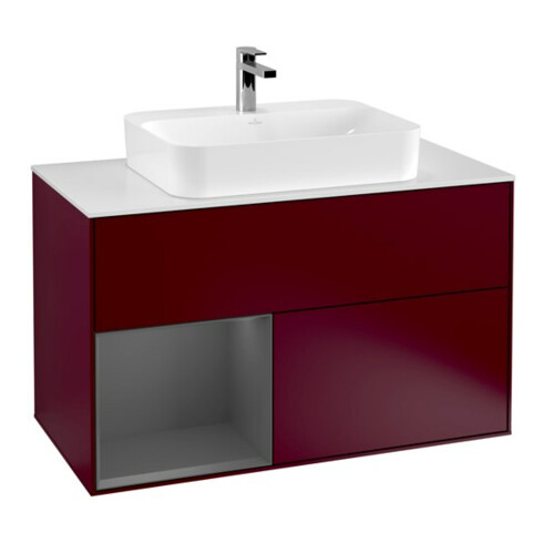 V&B Waschtischunterschrank Wandbeleuchtung Finion 100, Pl wh. m, Reg li Anthrac. m, Peo m