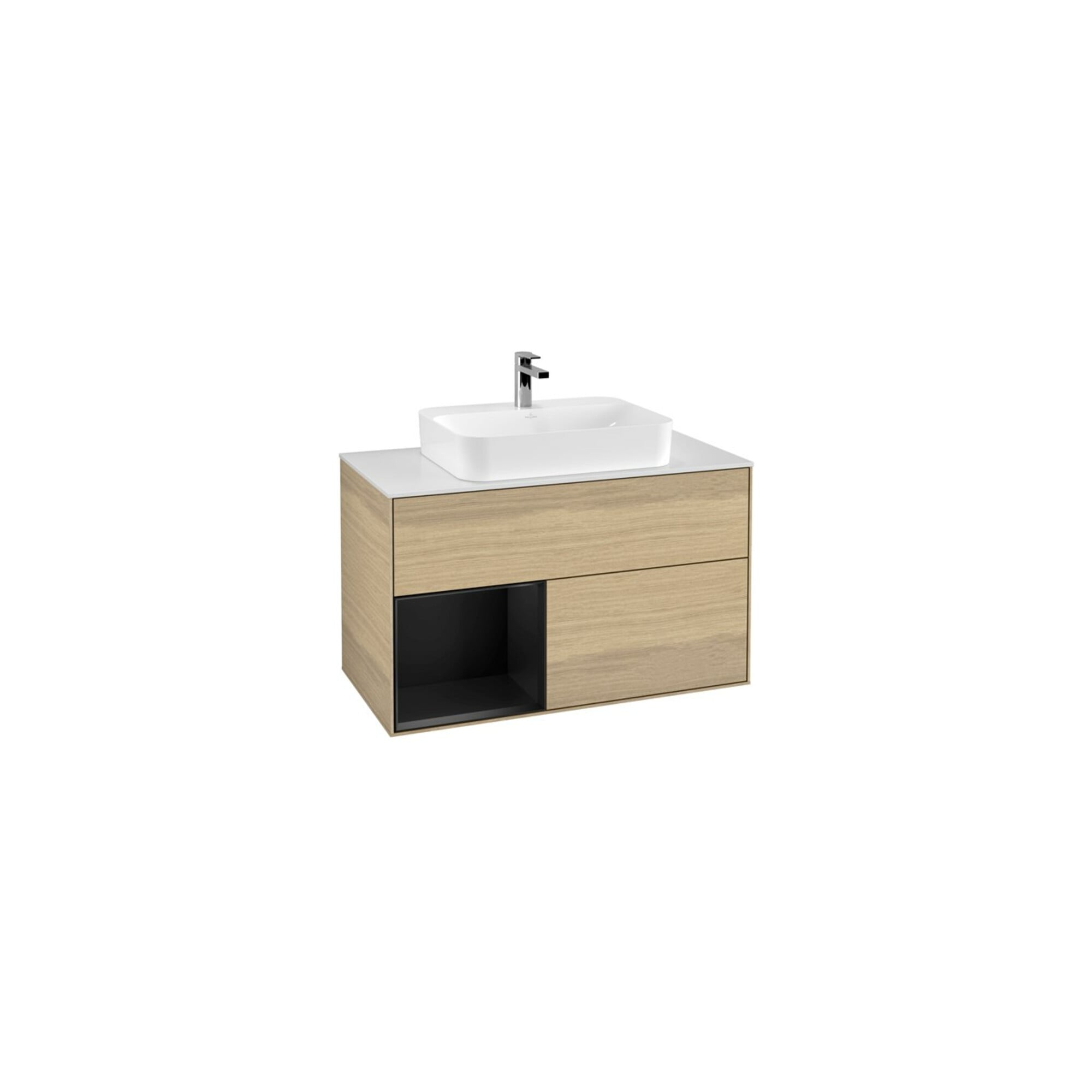 V&B Waschtischunterschrank Wandbeleuchtung Finion 100, Pl wh. m, Reg li bla m Lac, Oa ven ; Villeroy & Boch