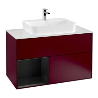 V&B Waschtischunterschrank Wandbeleuchtung Finion 100, Pl wh. m, Reg li bla m Lac, Peo m