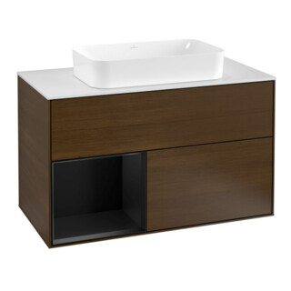 V&B Waschtischunterschrank Wandbeleuchtung Finion 100, Pl wh. m, Reg li bla m Lac, wal ven