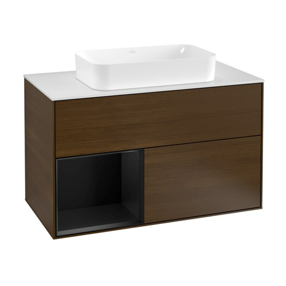 V&B Waschtischunterschrank Wandbeleuchtung Finion 100, Pl wh. m, Reg li bla m Lac, wal ven
