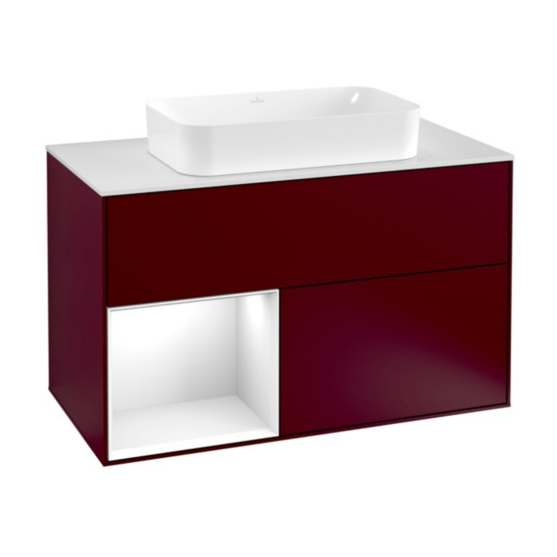 V&B Waschtischunterschrank Wandbeleuchtung Finion 100, Pl wh. m, Reg li glo wh. Lac, Peo m