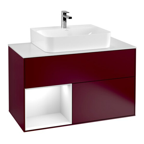 V&B Waschtischunterschrank Wandbeleuchtung Finion 100, Pl wh. m, Reg li glo wh. Lac, Peo m