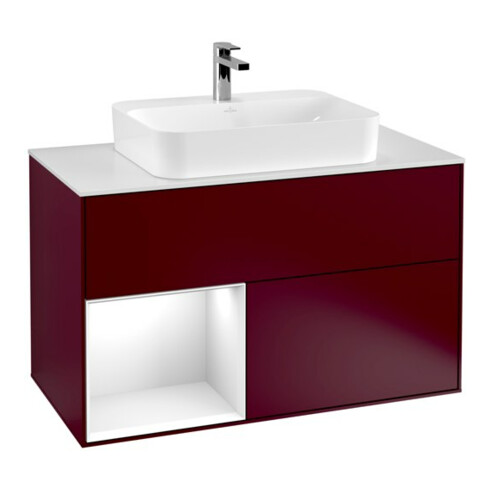 V&B Waschtischunterschrank Wandbeleuchtung Finion 100, Pl wh. m, Reg li glo wh. Lac, Peo m