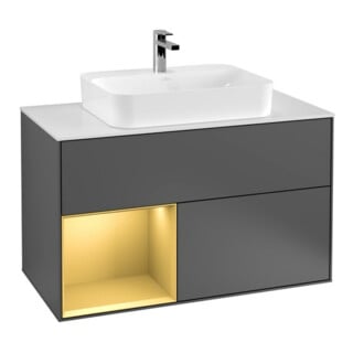 V&B Waschtischunterschrank Wandbeleuchtung Finion 100, Pl wh. m, Reg li gol m, Anthrac. m