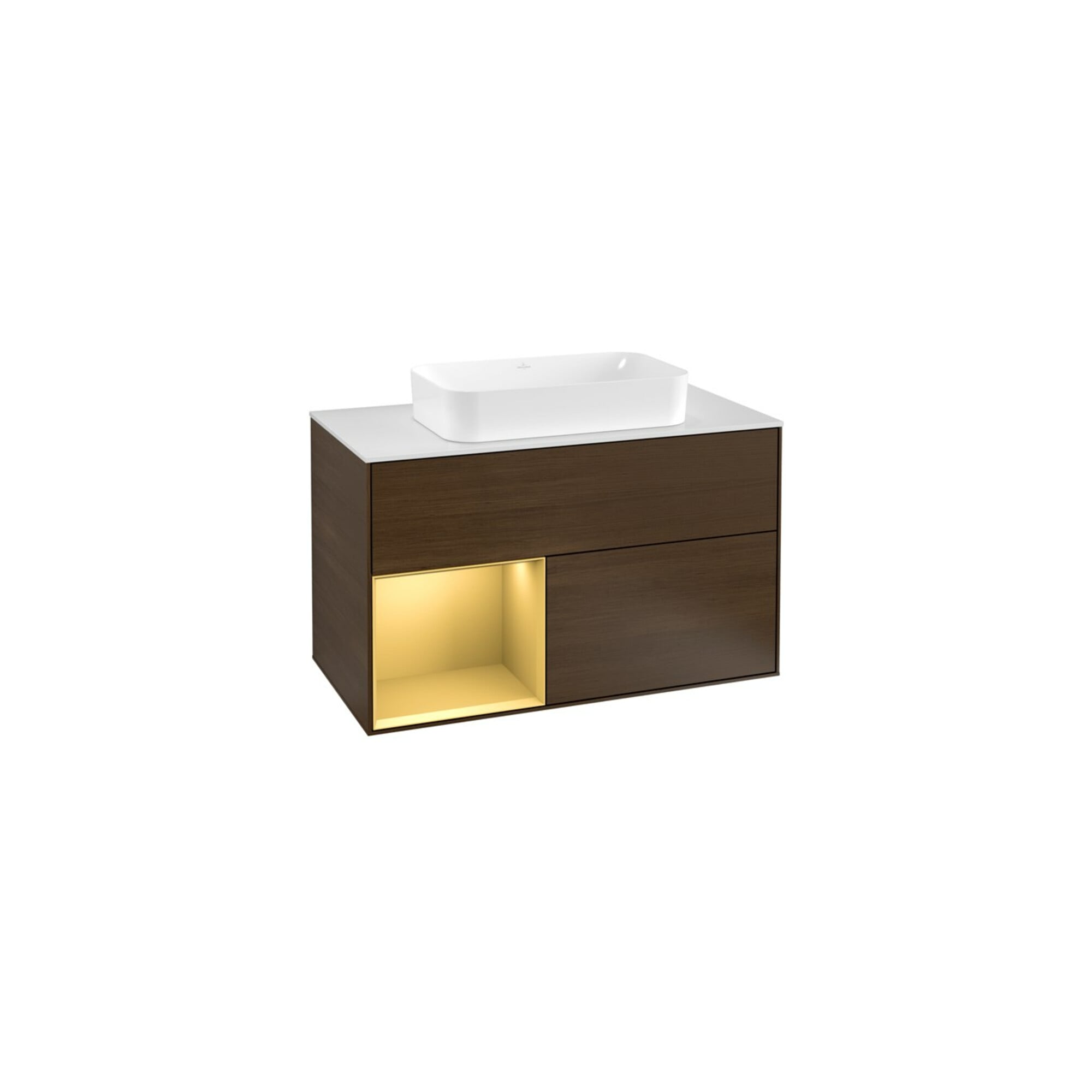 V&B Waschtischunterschrank Wandbeleuchtung Finion 100, Pl wh. m, Reg li gol m, wal ven ; Villeroy & Boch