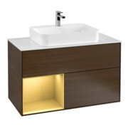 V&B Waschtischunterschrank Wandbeleuchtung Finion 100, Pl wh. m, Reg li gol m, wal ven