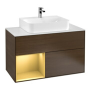 V&B Waschtischunterschrank Wandbeleuchtung Finion 100, Pl wh. m, Reg li gol m, wal ven