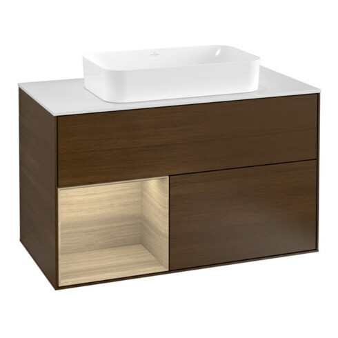 V&B Waschtischunterschrank Wandbeleuchtung Finion 100, Pl wh. m, Reg li Oa ven, wal ven