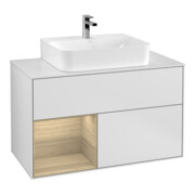 V&B Waschtischunterschrank Wandbeleuchtung Finion 100, Pl wh. m, Reg li Oa ven, wh. m Lac