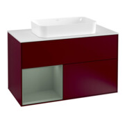 V&B Waschtischunterschrank Wandbeleuchtung Finion 100, Pl wh. m, Reg li Oli. m Lac, Peo m