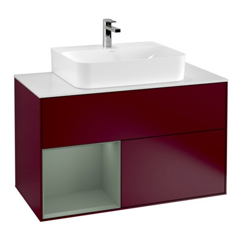 V&B Waschtischunterschrank Wandbeleuchtung Finion 100, Pl wh. m, Reg li Oli. m Lac, Peo m