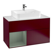 V&B Waschtischunterschrank Wandbeleuchtung Finion 100, Pl wh. m, Reg li Oli. m Lac, Peo m