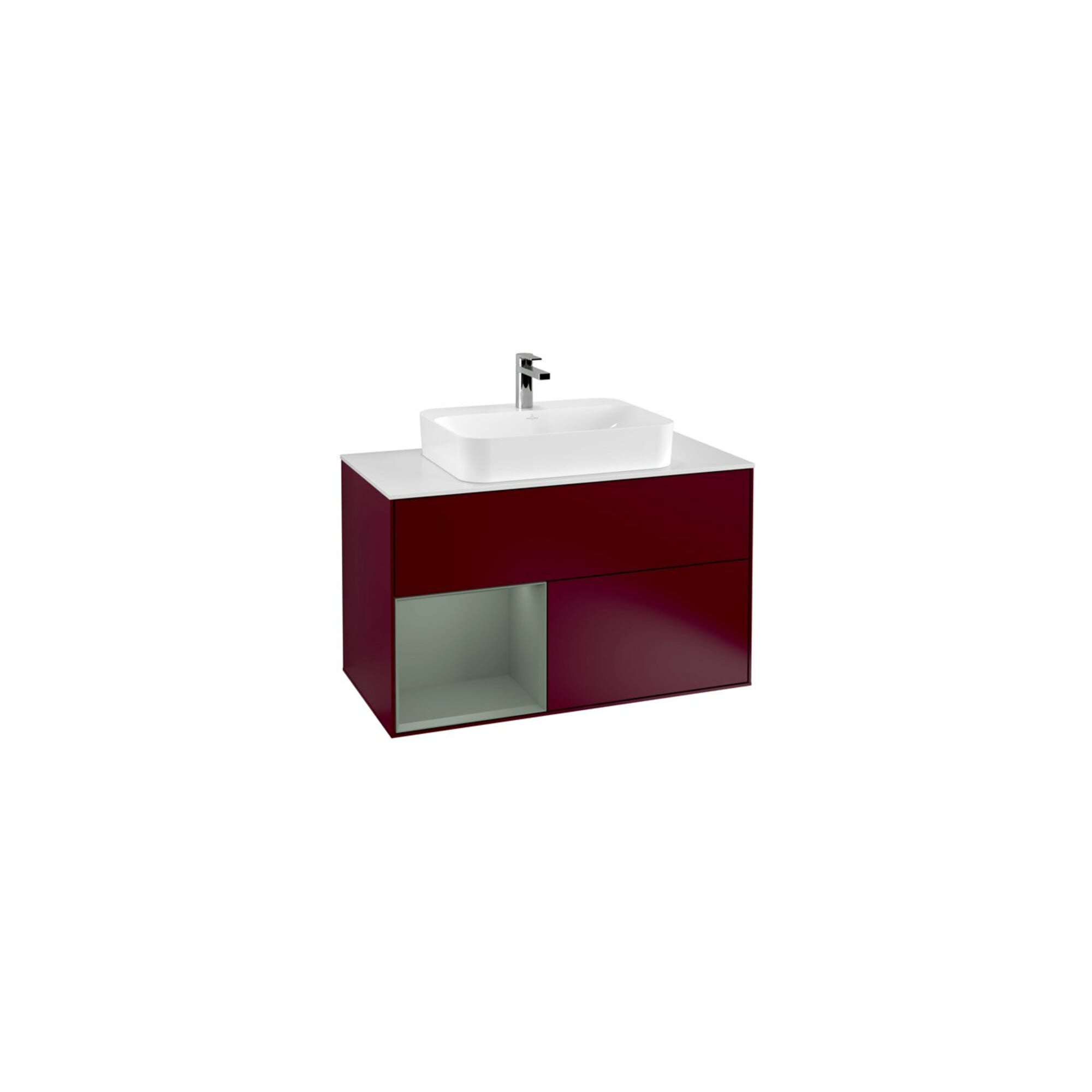 V&B Waschtischunterschrank Wandbeleuchtung Finion 100, Pl wh. m, Reg li Oli. m Lac, Peo m ; Villeroy & Boch