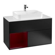 V&B Waschtischunterschrank Wandbeleuchtung Finion 100, Pl wh. m, Reg li Peo, bla m Lac