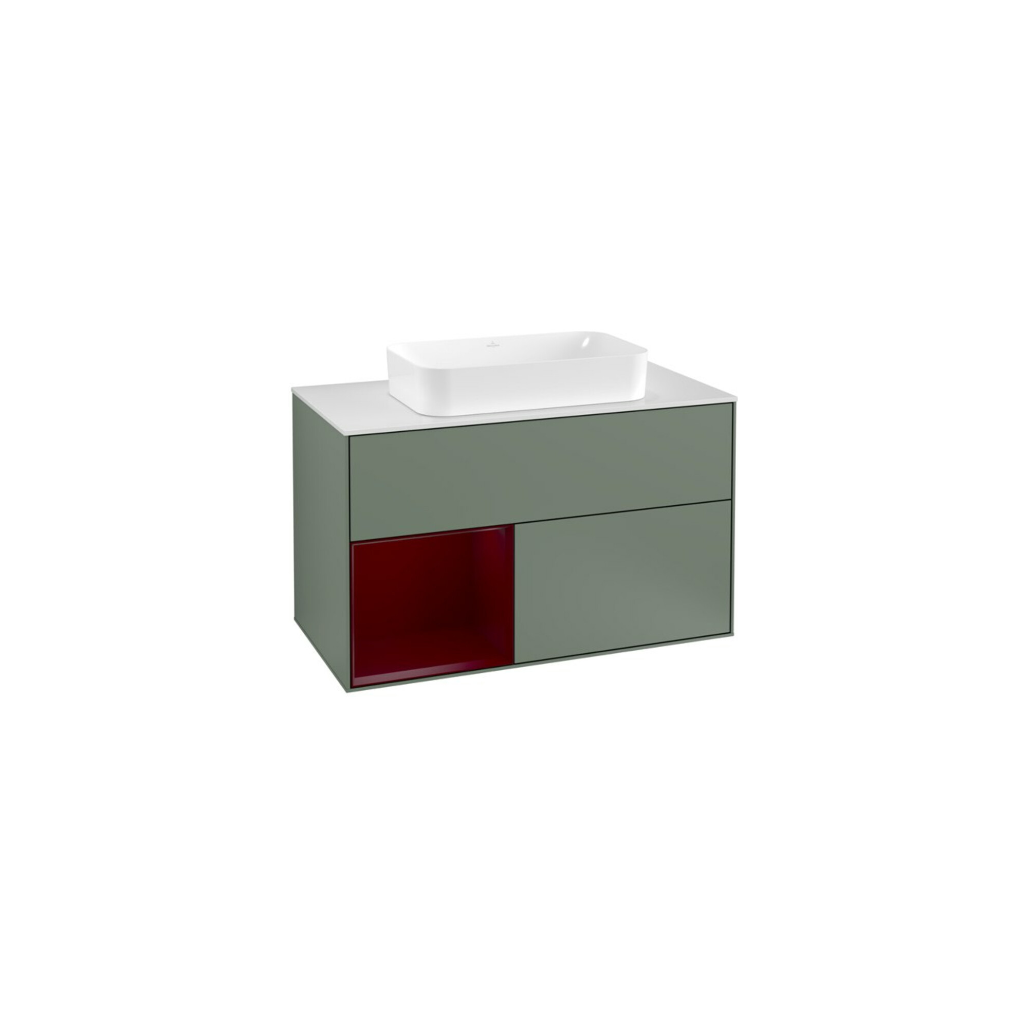 V&B Waschtischunterschrank Wandbeleuchtung Finion 100, Pl wh. m, Reg li Peo, Oli. m Lac ; Villeroy & Boch