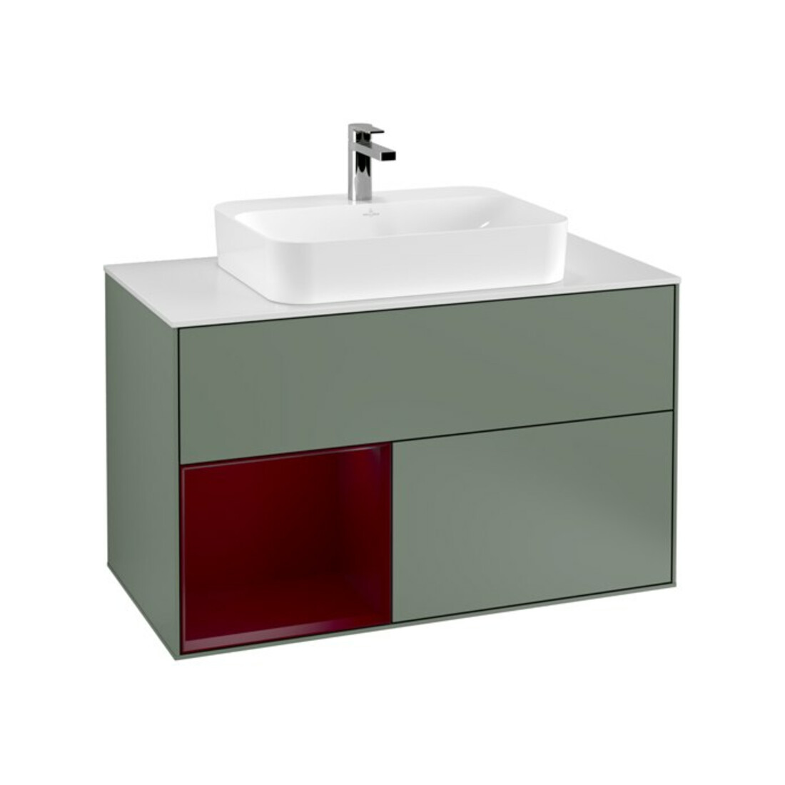 V&B Waschtischunterschrank Wandbeleuchtung Finion 100, Pl wh. m, Reg li Peo, Oli. m Lac