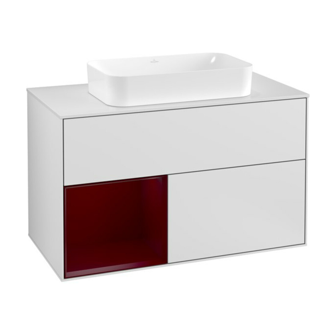 V&B Waschtischunterschrank Wandbeleuchtung Finion 100, Pl wh. m, Reg li Peo, wh. m Lac