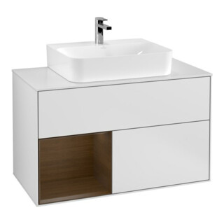 V&B Waschtischunterschrank Wandbeleuchtung Finion 100, Pl wh. m, Reg li wal ven, wh. m Lac