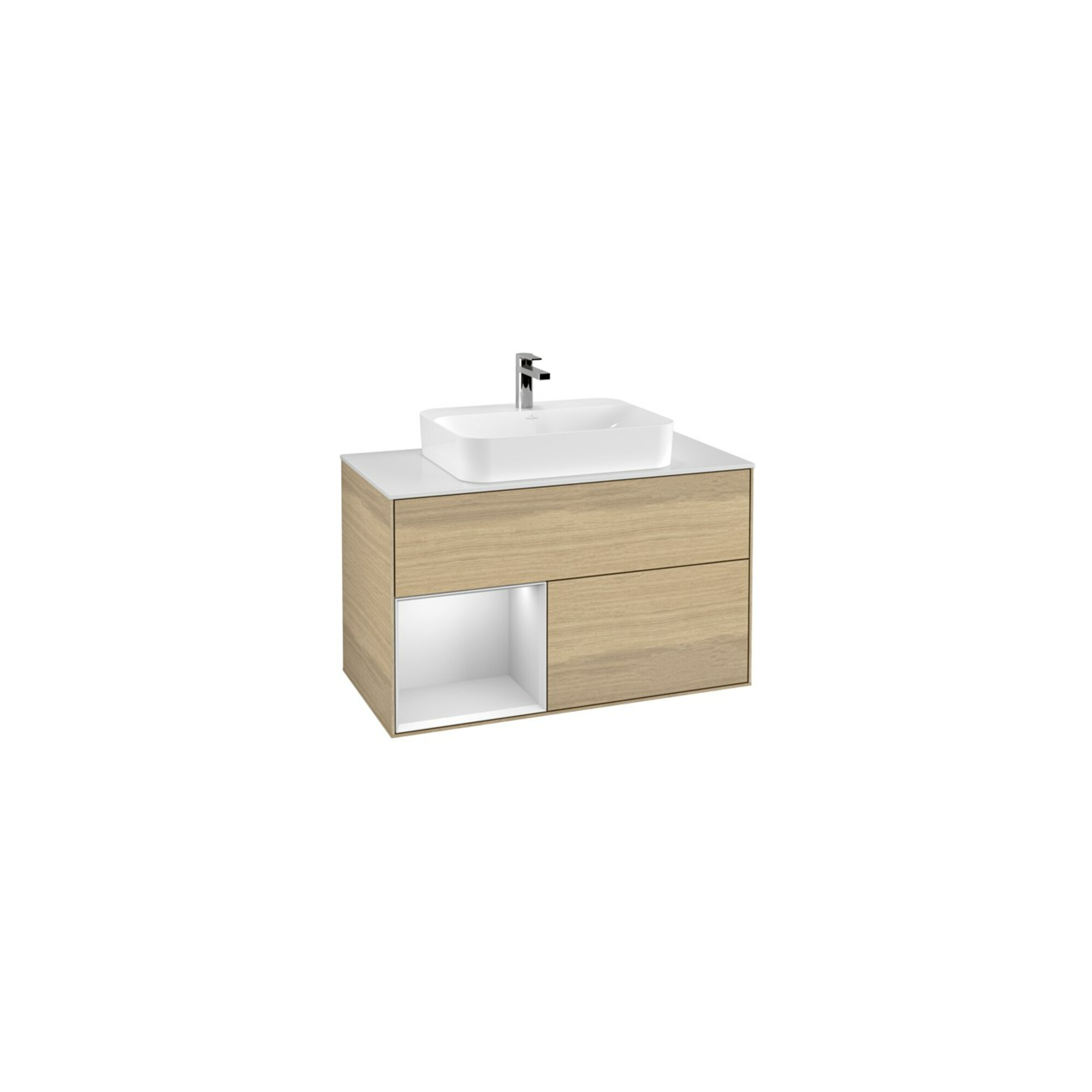 V&B Waschtischunterschrank Wandbeleuchtung Finion 100, Pl wh. m, Reg li wh. m Lac, Oa ven ; Villeroy & Boch