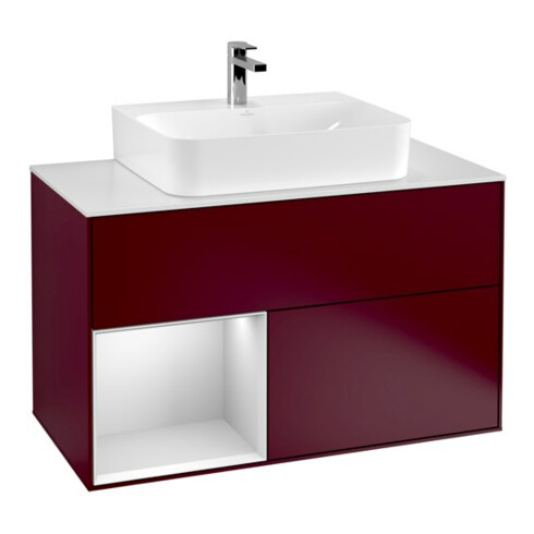 V&B Waschtischunterschrank Wandbeleuchtung Finion 100, Pl wh. m, Reg li wh. m Lac, Peo m