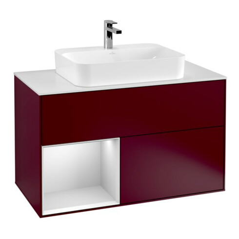 V&B Waschtischunterschrank Wandbeleuchtung Finion 100, Pl wh. m, Reg li wh. m Lac, Peo m