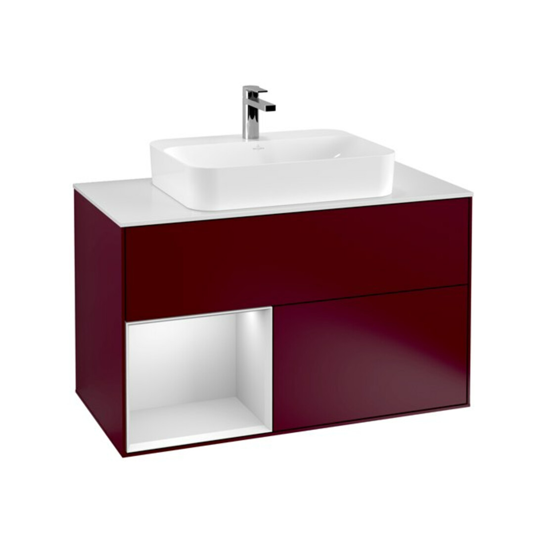 V&B Waschtischunterschrank Wandbeleuchtung Finion 100, Pl wh. m, Reg li wh. m Lac, Peo m