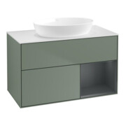 V&B Waschtischunterschrank Wandbeleuchtung Finion 100, Pl wh. m, Reg md m Lac, Oli. m Lac